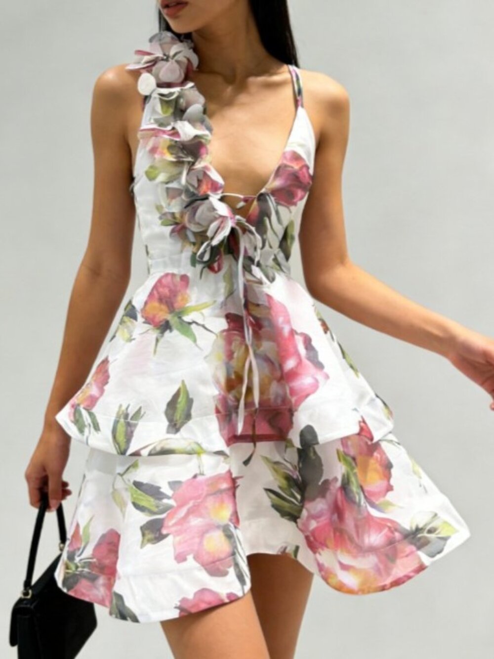 Zimmermann Floral Midi Dress with Pink and Green Accents